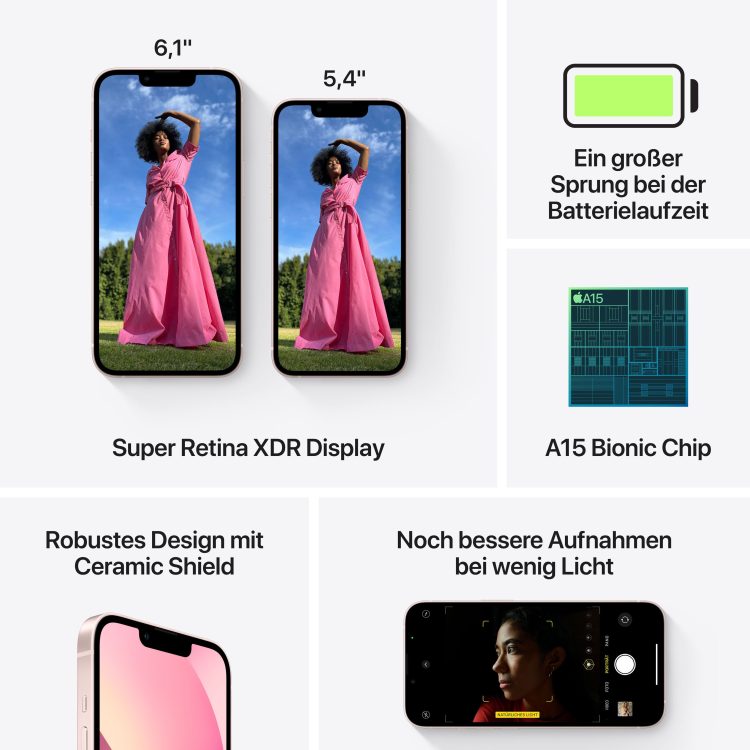 Apple iPhone 13 mini Smartphone (13,7 cm/5,4 Zoll, 512 GB Speicherplatz, 12 MP Kamera)