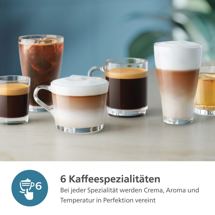 Philips Kaffeevollautomat EP3343/50 3300 Series, 6 Kaffeespezialitäten, mit LatteGo-Milchsystem, Weiß/Schwarz
