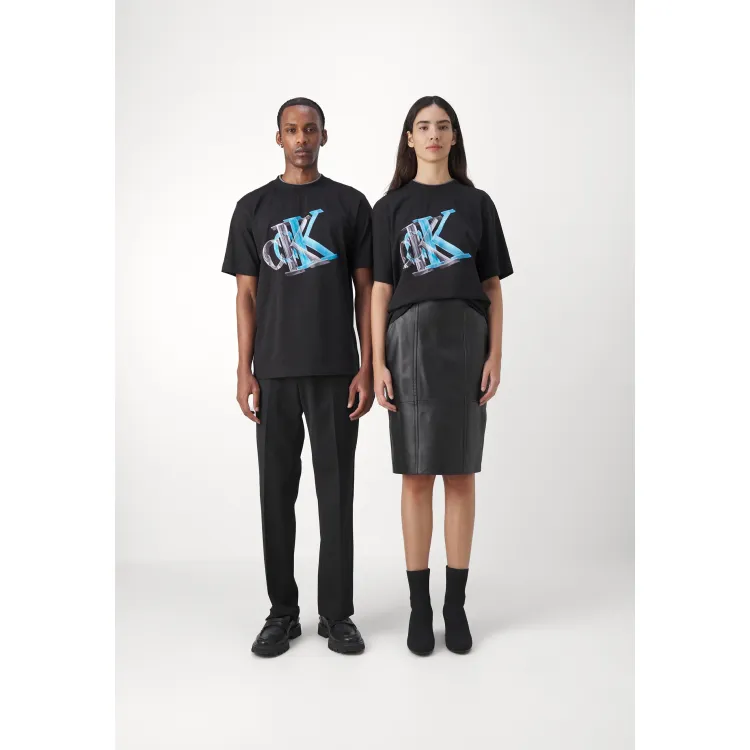 Calvin Klein Jeans 3D META MONOGRAM TEE UNISEX - T-shirt con stampa