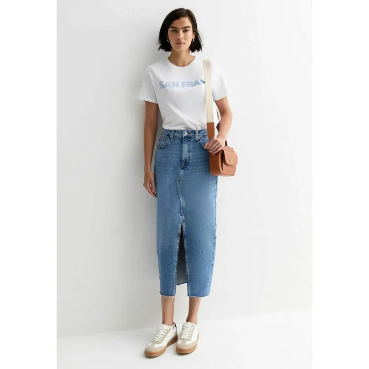 New Look HIGH WAIST SPLIT HEM MIDI - Gonna di jeans