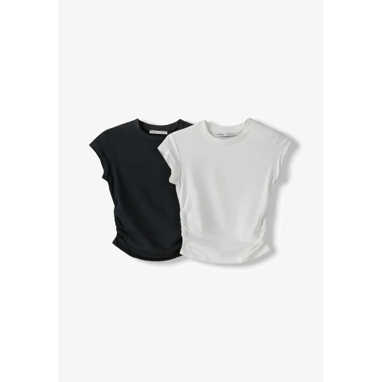 Bershka ROLLED-UP SLEEVES - 2-PACK - T-shirt basic