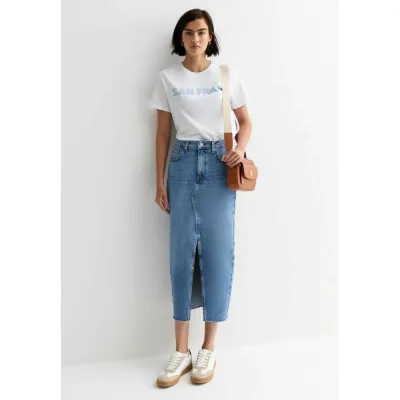 New Look HIGH WAIST SPLIT HEM MIDI - Gonna di jeans