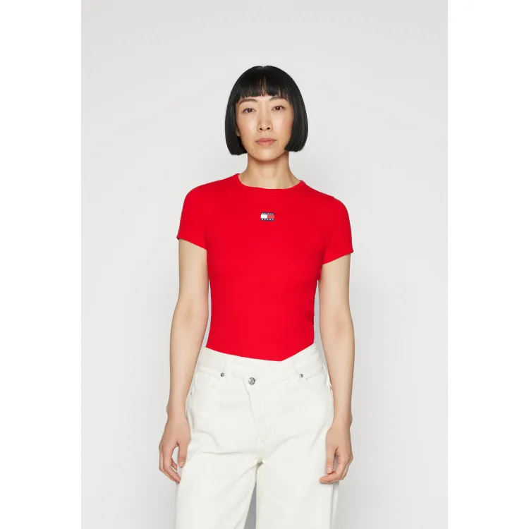 Tommy Jeans SLIM BADGE TEE - T-shirt con stampa