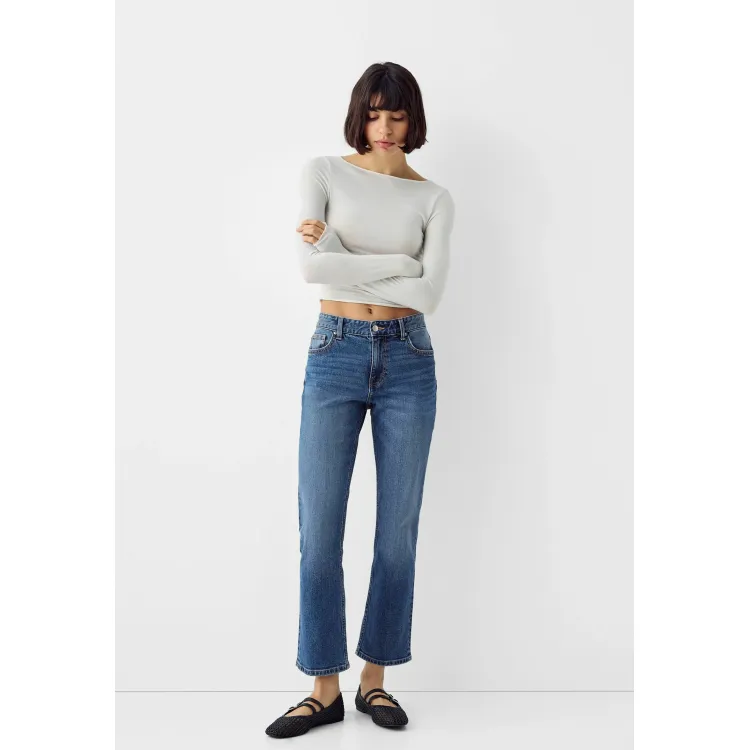 Bershka CROPPED - Jeans a sigaretta